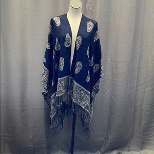 Navy jacquard kimono